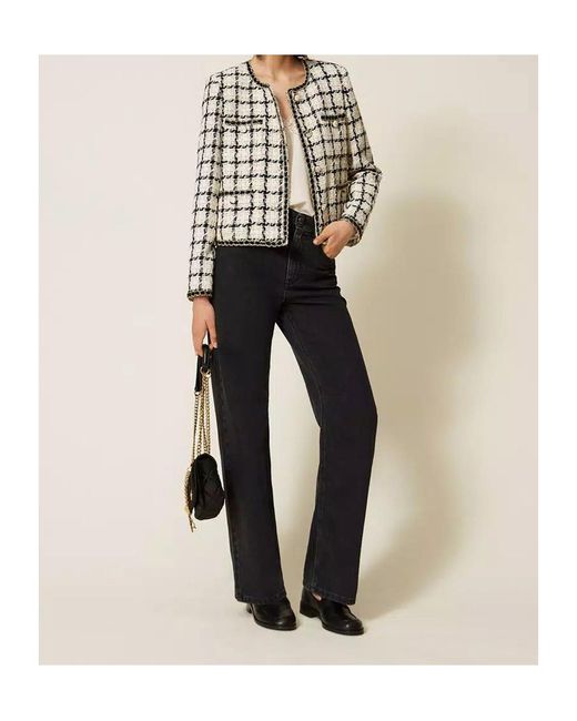 Twinset Multicolor Checked Boucle Jacket