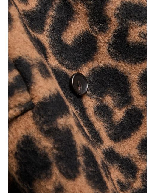 Jonathan Simkhai Brown Rumi Leopard-Print Brushed Wool-Blend Trench Coat