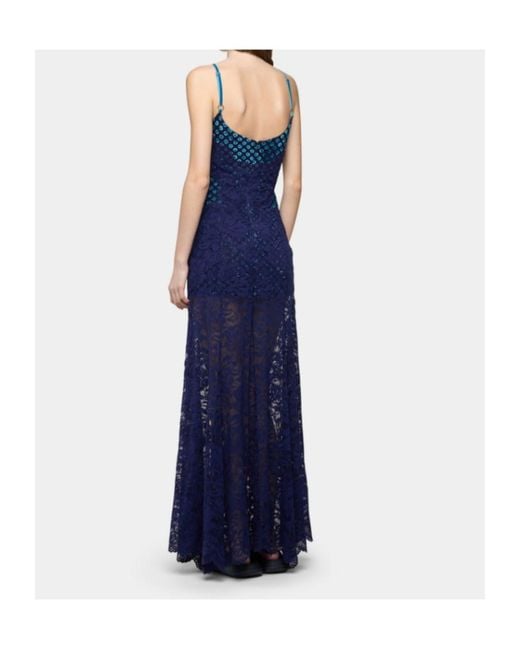 Rabanne Blue Trompe-L'Œil Lace Dress
