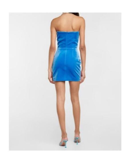 Alex Perry Blue Roberts Strapless Velvet Minidress