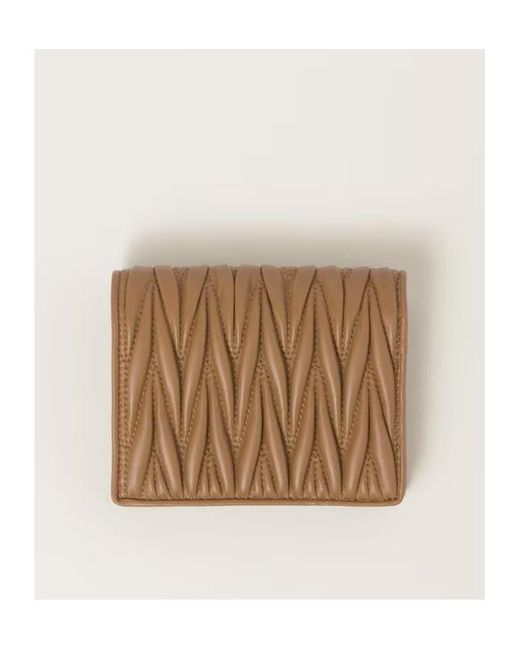 Miu Miu Brown Small Matelassé Nappa Leather Wallet