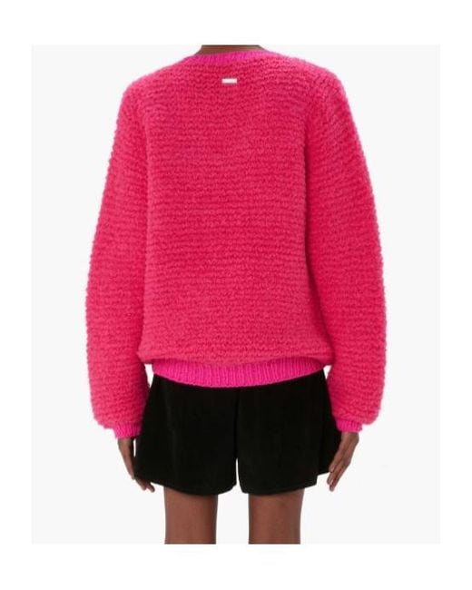 J.W. Anderson Pink Bouclé V-Neck Sweater