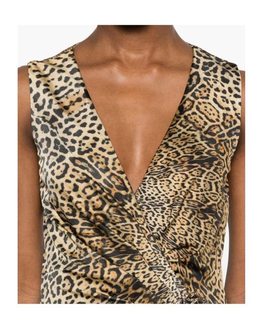 Roberto Cavalli Metallic Twisted Animal-Print Dress