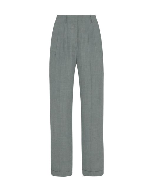 The Row Gray Everhart Straight-Leg Tailored Trousers