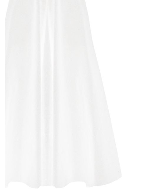 Alaïa White Alaïa V-Neck Striped Midi Dress