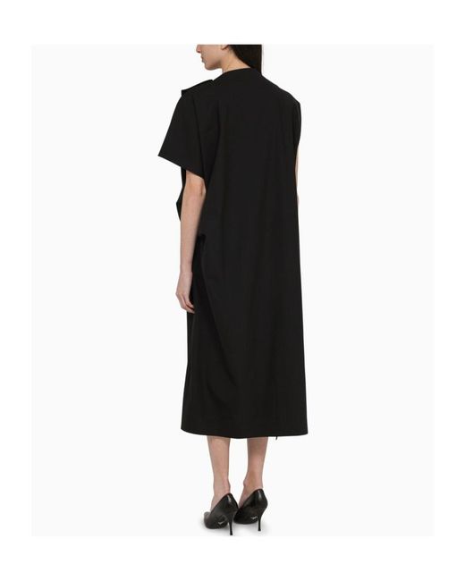 The Row Black Draped Asymmetrical Midi Dress