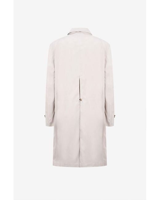 Brunello Cucinelli White Long-Sleeved Trench Coat for men