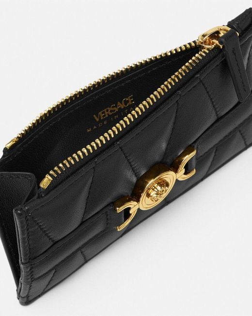 Versace Black Medusa '95 Zipped Quilted Wallet