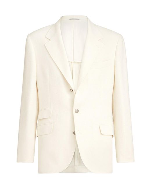 Brunello Cucinelli Natural Single-Breasted Blazer for men