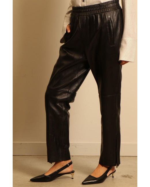Golden Goose Deluxe Brand Black Leather Straight-Leg Cropped Trousers