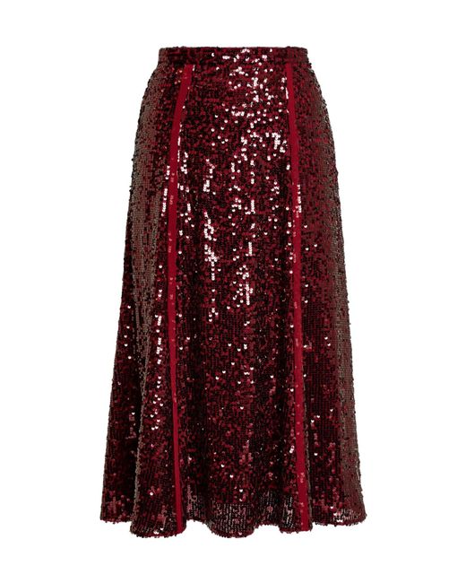 Erdem Purple Sequin A-Line Skirt