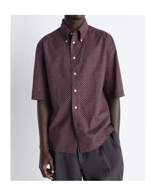 Lemaire Purple Print Short-Sleeve Shirt for men