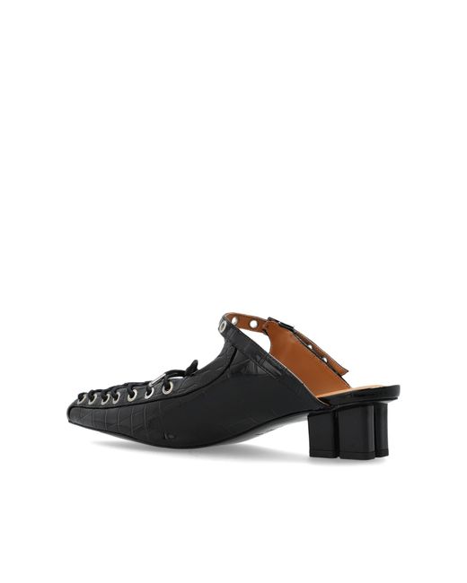 Ganni Black Lace-Up Oleatex Mules
