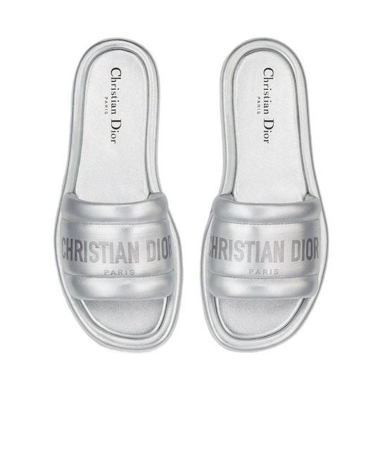 Dior White Every-D Flat Slippers