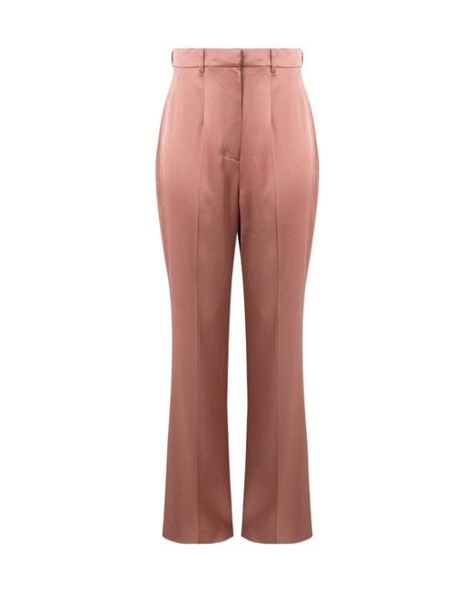 Nanushka Red Satin Straight-Leg Trousers