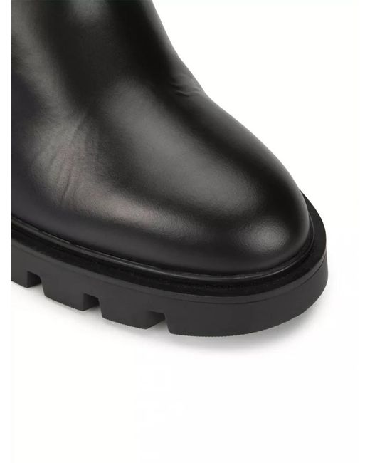 Santoni Black Round-Toed Ankle Boots