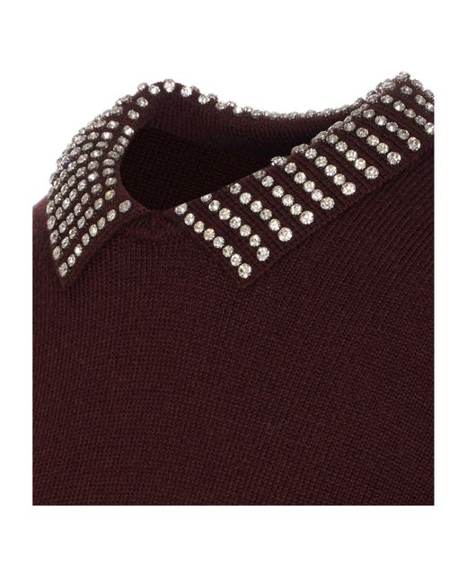 Pinko Black Embellished Collar Knitted Jumper