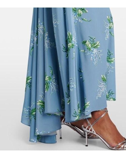 Rodarte Blue Floral Silk Cocktail Dress