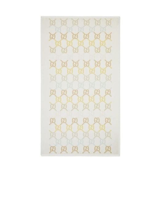 Gucci White Gg-Logo Scarf