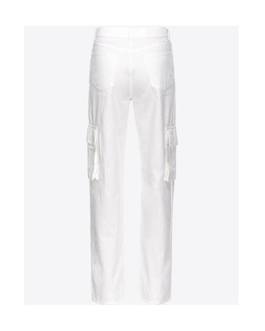 Pinko White Caty Cargo Low-Waist Trousers
