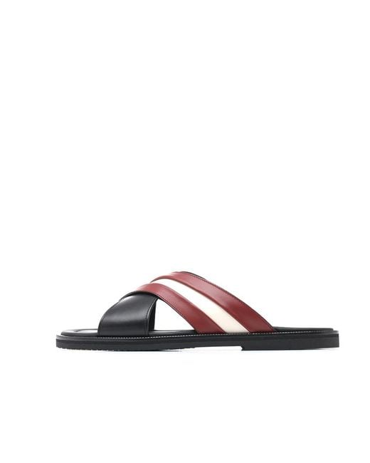 Bally Brown Striped Slippers for men