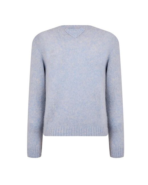 Prada Blue Thick Knit Sweater for men