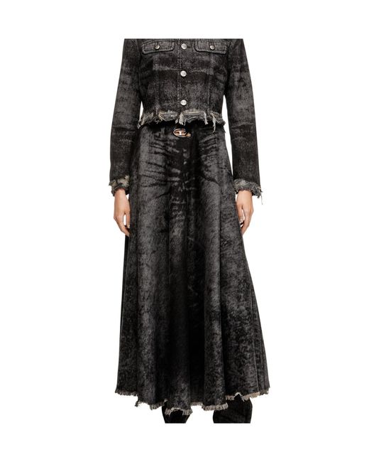DIESEL Black Distressed Pleated Skirt