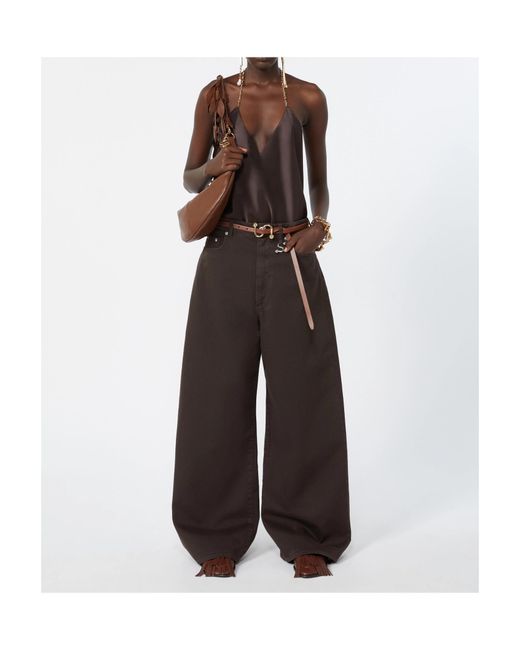 Sportmax Brown Tassel-Detail Leather Shoulder Bag