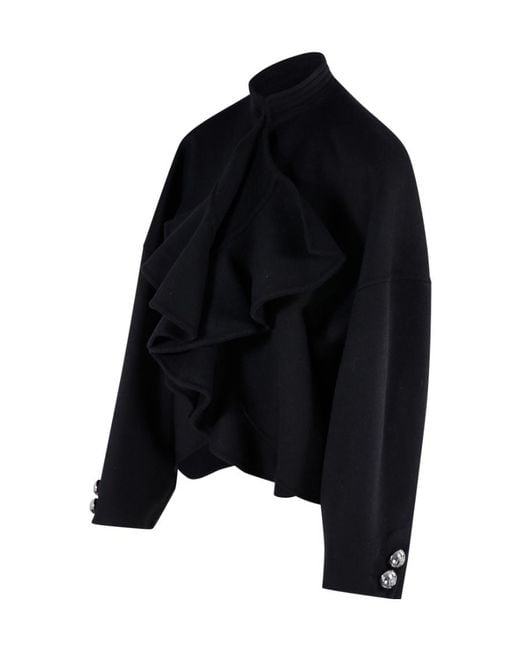 Emilio Pucci Black Pucci Ruffled Piped-Trim Jacket