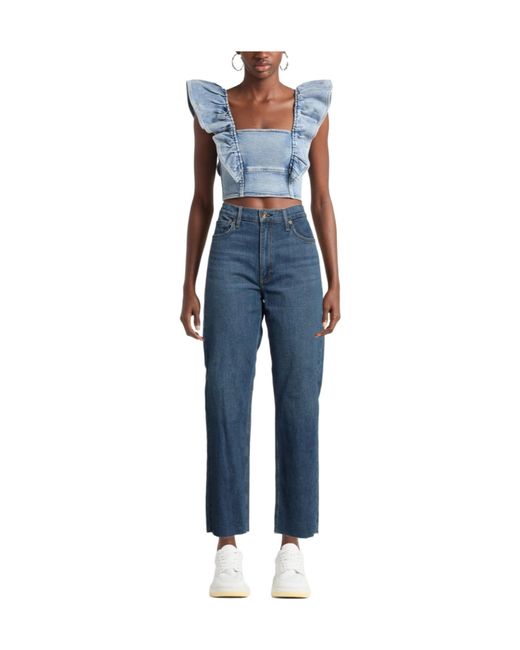 Rag & Bone Blue High-Waisted Straight-Leg Jeans