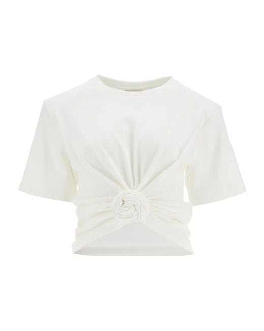 Magda Butrym White Knot-Detail T-Shirt