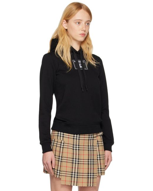 Burberry Black Logo Patch Drawstring Hoodie