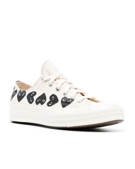 COMME DES GARÇONS PLAY White Printed Lace Low-Cut Skate Shoes for men
