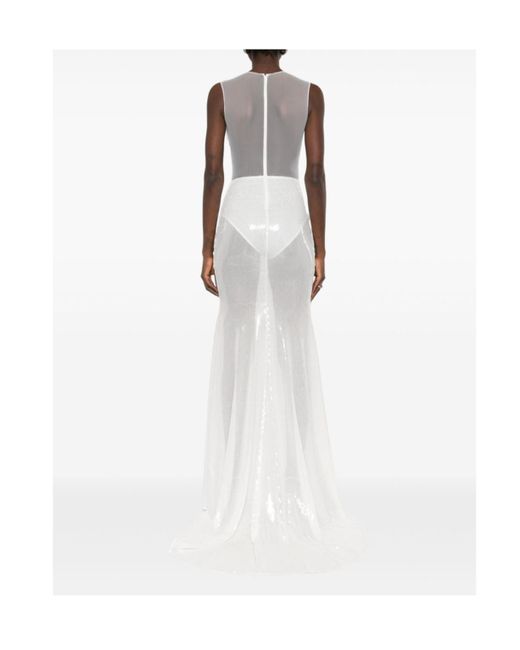 Alex Perry White Sequined Mesh Dress Dress