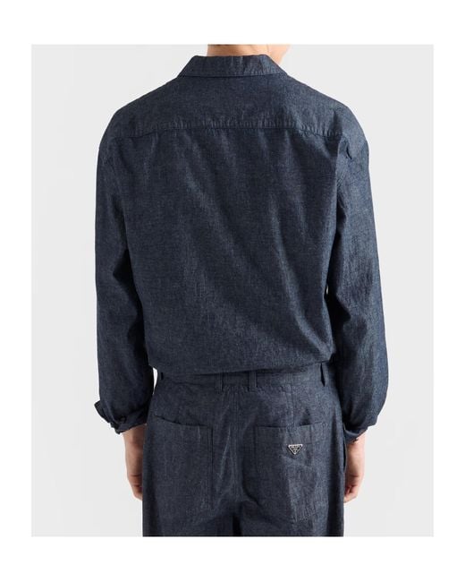 Prada Blue Chambray Shirt for men