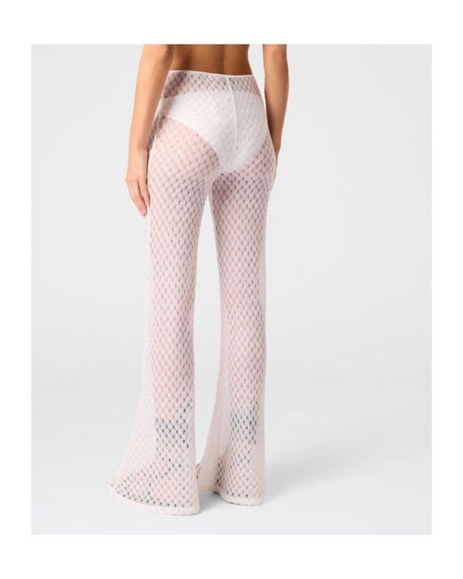 Missoni White Sheer Patterned Knitted Trousers