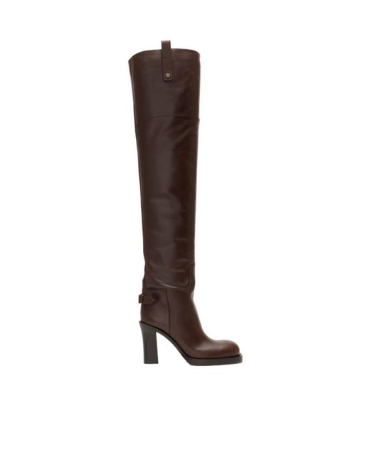 Burberry Brown Knee-High Heeled Boots