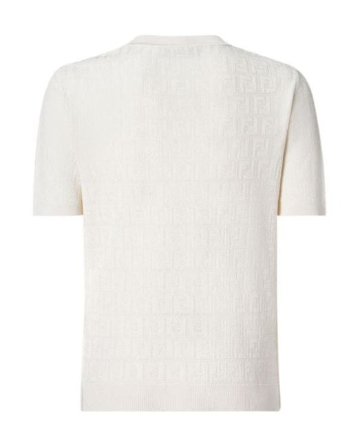 Fendi White Ff Jacquard Crewneck T-Shirt