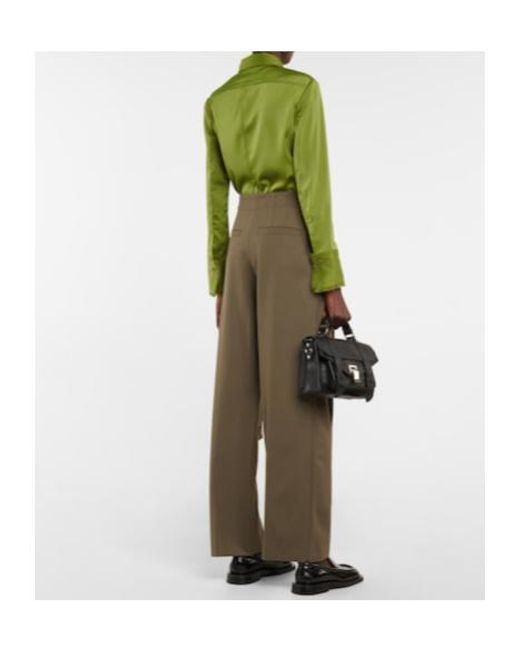 Proenza Schouler Natural Cutout High-Rise Wool-Blend Pants