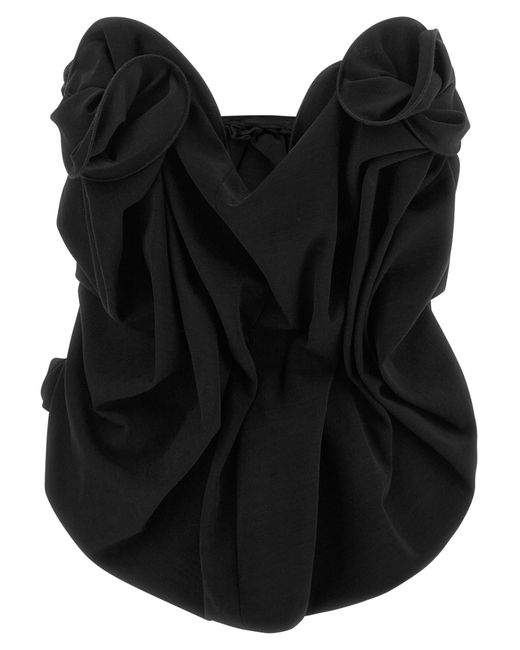 Magda Butrym Black Minimal Off-Shoulder Bustier