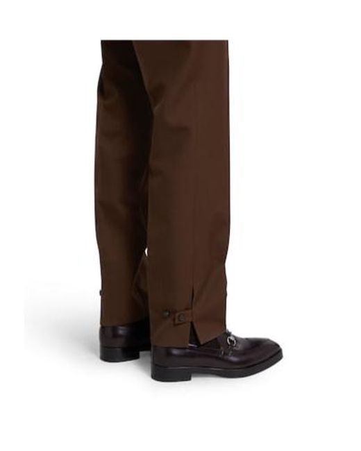 Gucci Brown Embossed Wool Twill Pants for men