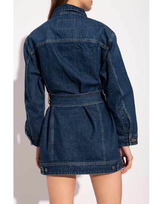 DIESEL Blue De-Flaminia Belted Denim Jacket
