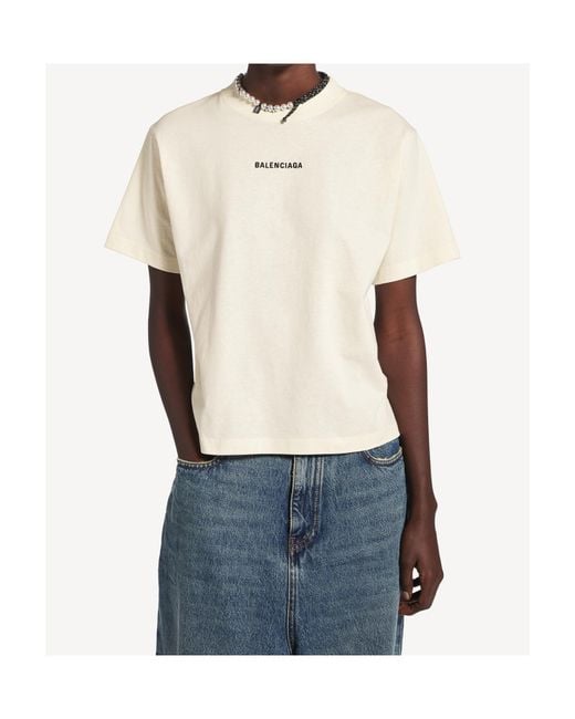 Balenciaga White Logo Back Jersey T-Shirt