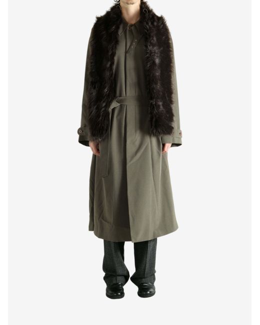 Magliano Green Faux-Fur Panelled Coat for men