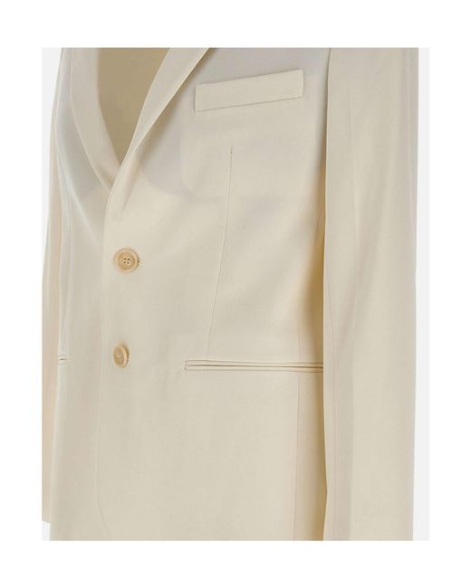 Victoria Beckham Natural Single Breasted Tailored Jacket