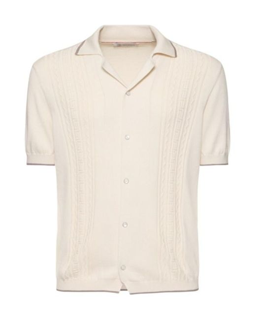 Brunello Cucinelli White Short-Sleeved Shirt for men