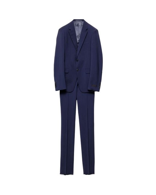 Prada Blue Single Breasted Wool And Mohair Suit for men