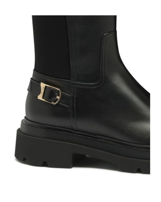 Santoni Black High Leather Boots