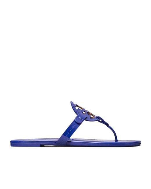 Tory Burch Blue Miller Double T Slides