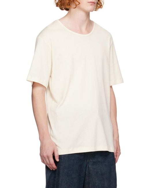 Lemaire Natural Crewneck Straight Hem T-Shirt for men